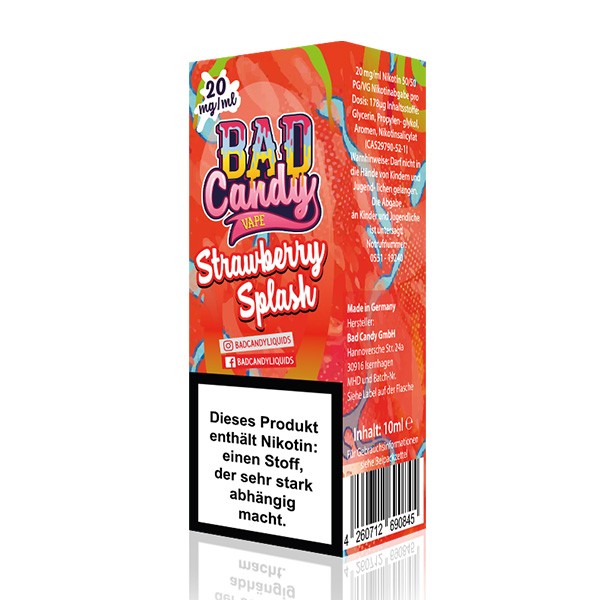 Bad Candy Liquid - Strawberry Splash - 10ml Nikotinsalz 20mg/ml