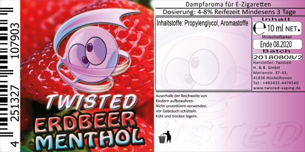 Twisted Aroma - Erdbeer Menthol 10ml