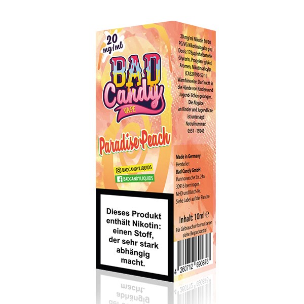 Bad Candy Liquid - Paradise Peach - 10ml Nikotinsalz 20mg/ml