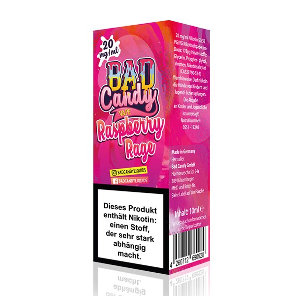 Bad Candy Liquid - Raspberry Rage - 10ml Nikotinsalz 10mg/ml