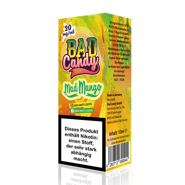 Bad Candy Liquid - Mad Mango - 10ml Nikotinsalz 20mg/ml