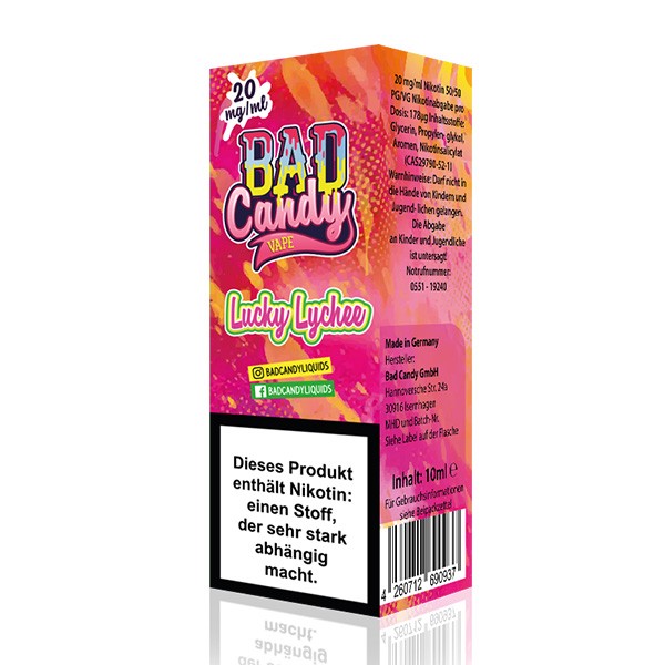 Bad Candy Liquid - Lucky Lychee - 10ml Nikotinsalz 10mg/ml